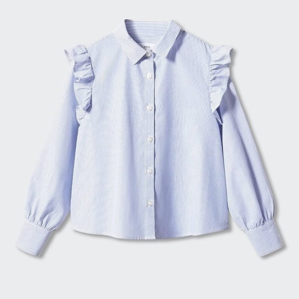 Mango Kids Girls Pure Cotton Opaque Striped Casual Shirt size 11-12